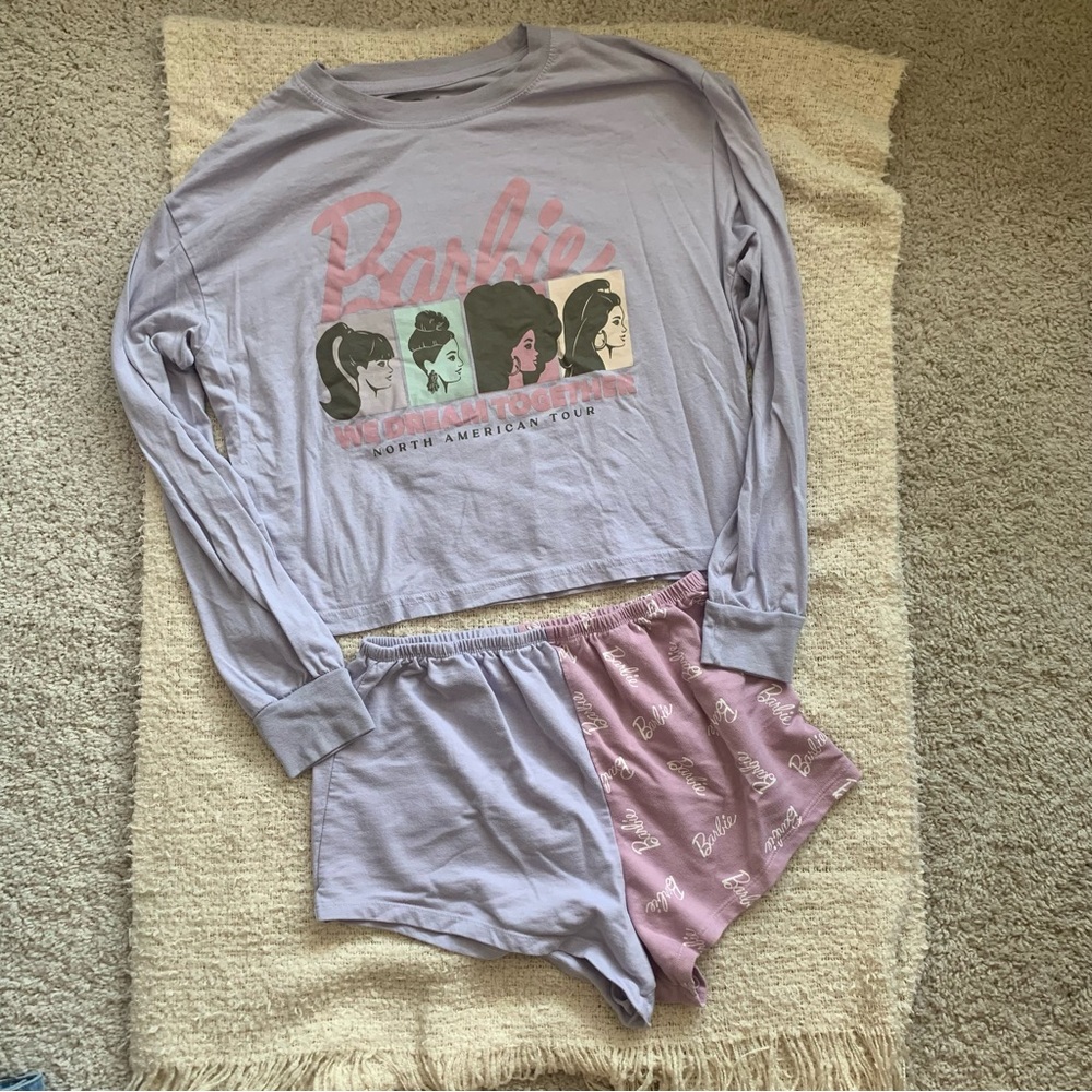Barbie Purple and Pink Pajama Set with Graphic Design